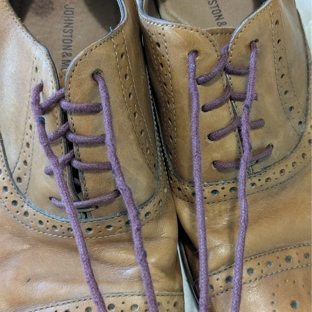 Johnston & Murphy Conard Tan/Brown Leather Brogue Cap Toe Oxfords Size 8.5 M